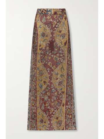 SAVANNAH MORROW THE LABEL + NET SUSTAIN Iris printed silk-crepon maxi skirt