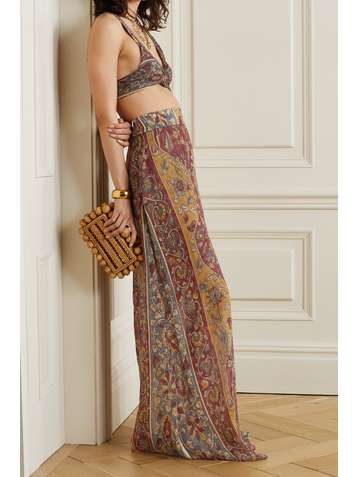 SAVANNAH MORROW THE LABEL + NET SUSTAIN Iris printed silk-crepon maxi skirt
