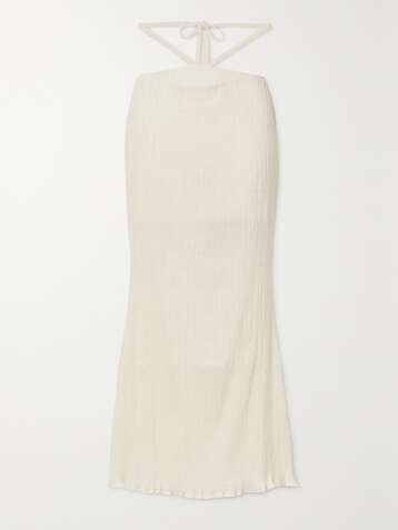 SAVANNAH MORROW THE LABEL + NET SUSTAIN Delilah cutout crinkled organic cotton-gauze maxi skirt