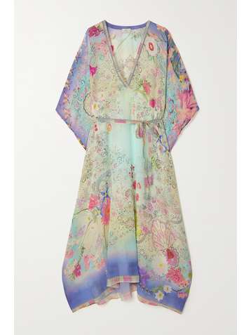 ETRO Los Angeles belted printed silk-chiffon kaftan