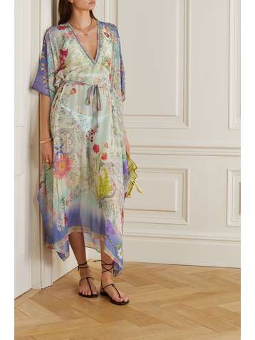 ETRO Los Angeles belted printed silk-chiffon kaftan