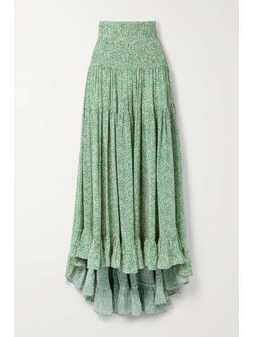 EVARAE + NET SUSTAIN Lora ruffled printed organic silk maxi skirt