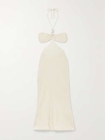 SAVANNAH MORROW THE LABEL + NET SUSTAIN Mina open-back crinkled organic cotton-gauze maxi dress