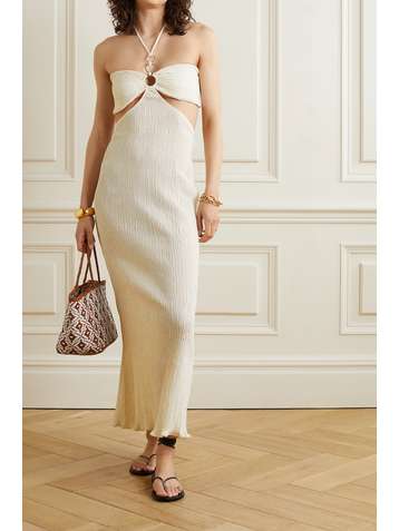 SAVANNAH MORROW THE LABEL + NET SUSTAIN Mina open-back crinkled organic cotton-gauze maxi dress
