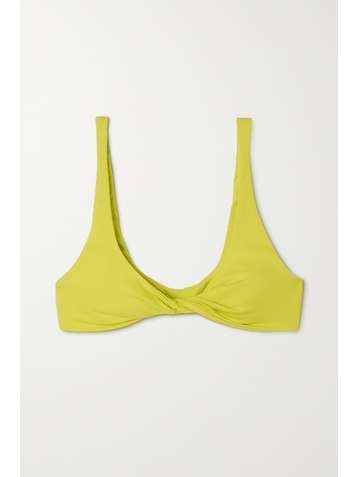 THE ATTICO Twisted ribbed triangle bikini top