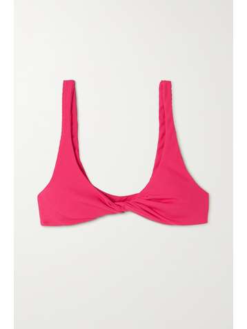 THE ATTICO Twisted ribbed triangle bikini top