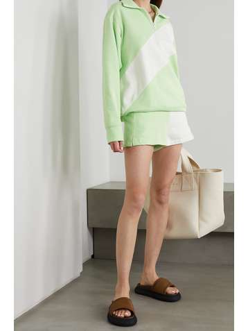 SOLID & STRIPED Sweat en molleton de coton mélangé bicolore The Pullover