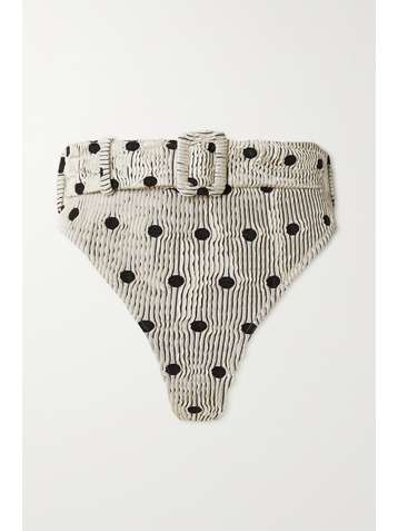 LESLIE AMON Carla belted polka-dot seersucker bikini briefs