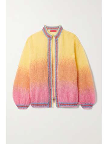ROSE CARMINE Lurex-trimmed mohair-blend cardigan