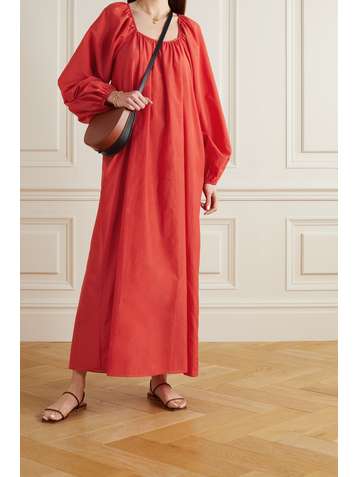 MATTEAU + NET SUSTAIN Decolette oversized organic cotton and silk-blend maxi dress