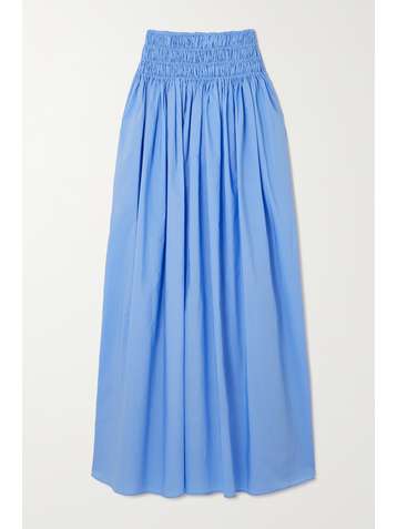 MATTEAU + NET SUSTAIN shirred organic cotton-poplin maxi skirt