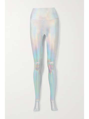 NORMA KAMALI Iridescent coated stretch-jersey stirrup leggings