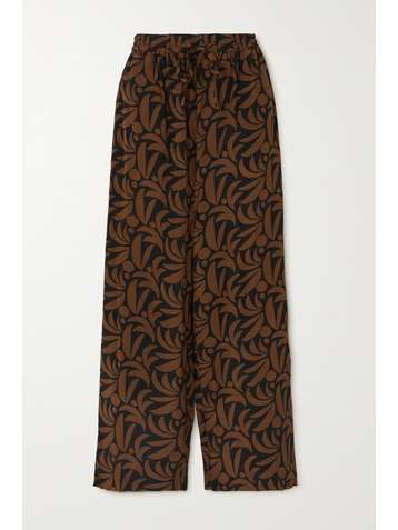MATTEAU + NET SUSTAIN printed silk straight-leg pants