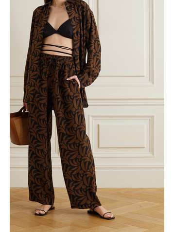 MATTEAU + NET SUSTAIN printed silk straight-leg pants