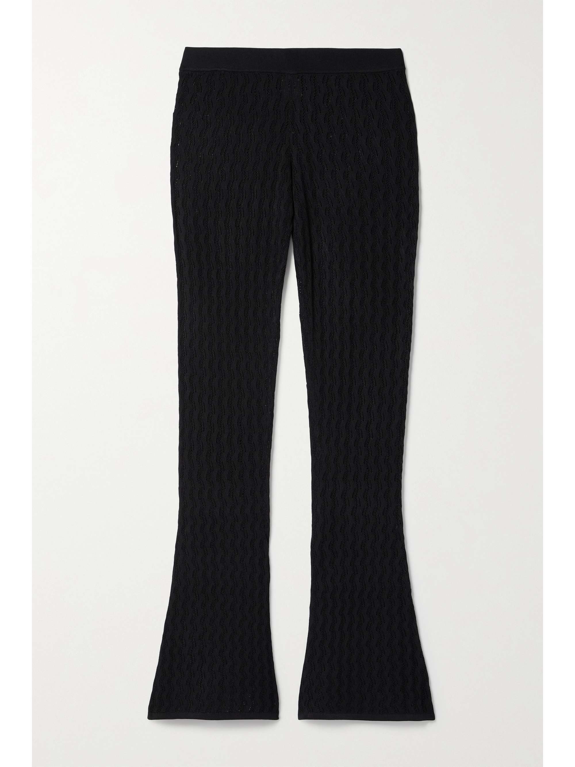 Black Sophia pointelle-knit flared 