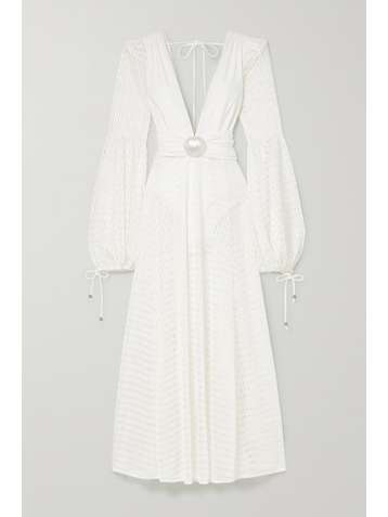 PATBO Embellished stretch-jersey and crochet-knit maxi dress