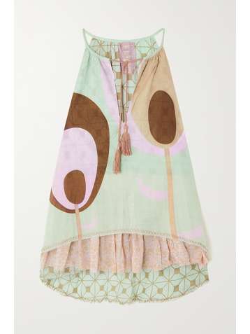 YVONNE S Lollipop tasseled printed cotton-voile mini dress