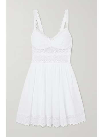 CHARO RUIZ Cotton-blend poplin and crocheted lace mini dress