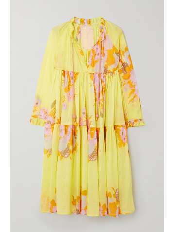 YVONNE S Robe midi en voile de coton imprimé