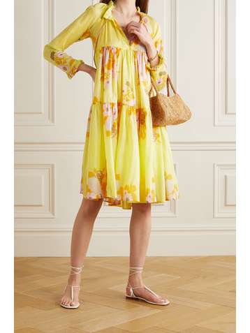 YVONNE S Robe midi en voile de coton imprimé