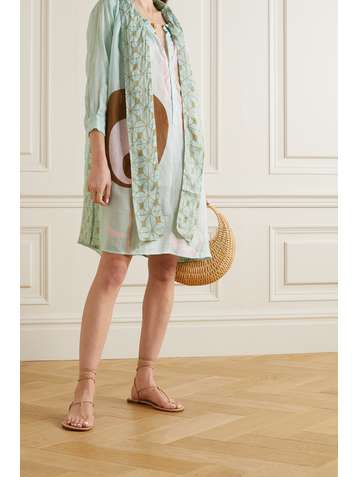 YVONNE S Pussy-bow printed linen dress