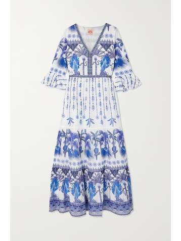 LE SIRENUSE POSITANO Bella tiered embroidered printed cotton-voile maxi dress