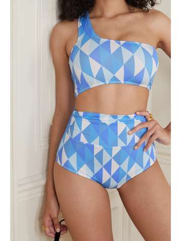 DODO BAR OR Loe bedruckter Bikini mit asymmetrischer Schulterpartie