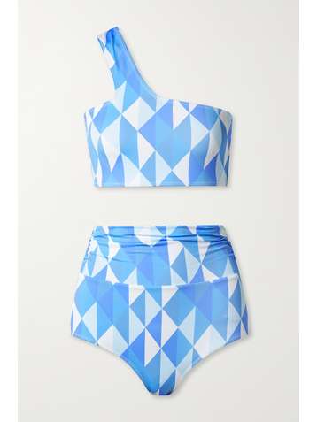 DODO BAR OR Loe bedruckter Bikini mit asymmetrischer Schulterpartie