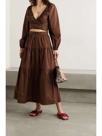 THREE GRACES LONDON Omisha tiered cotton-voile maxi skirt