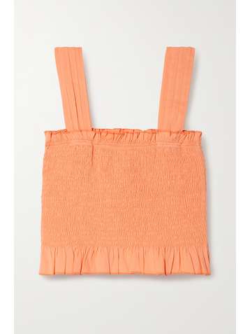 SOLID & STRIPED Haut raccourci en coton à smocks The Phoebe