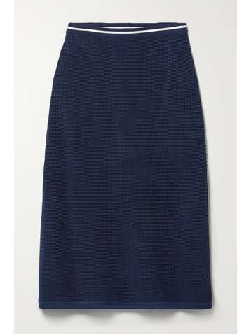 SOLID & STRIPED Jupe midi en mailles ajourées The Vivienne