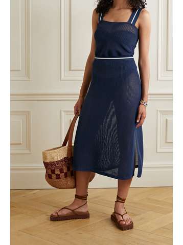 SOLID & STRIPED Jupe midi en mailles ajourées The Vivienne