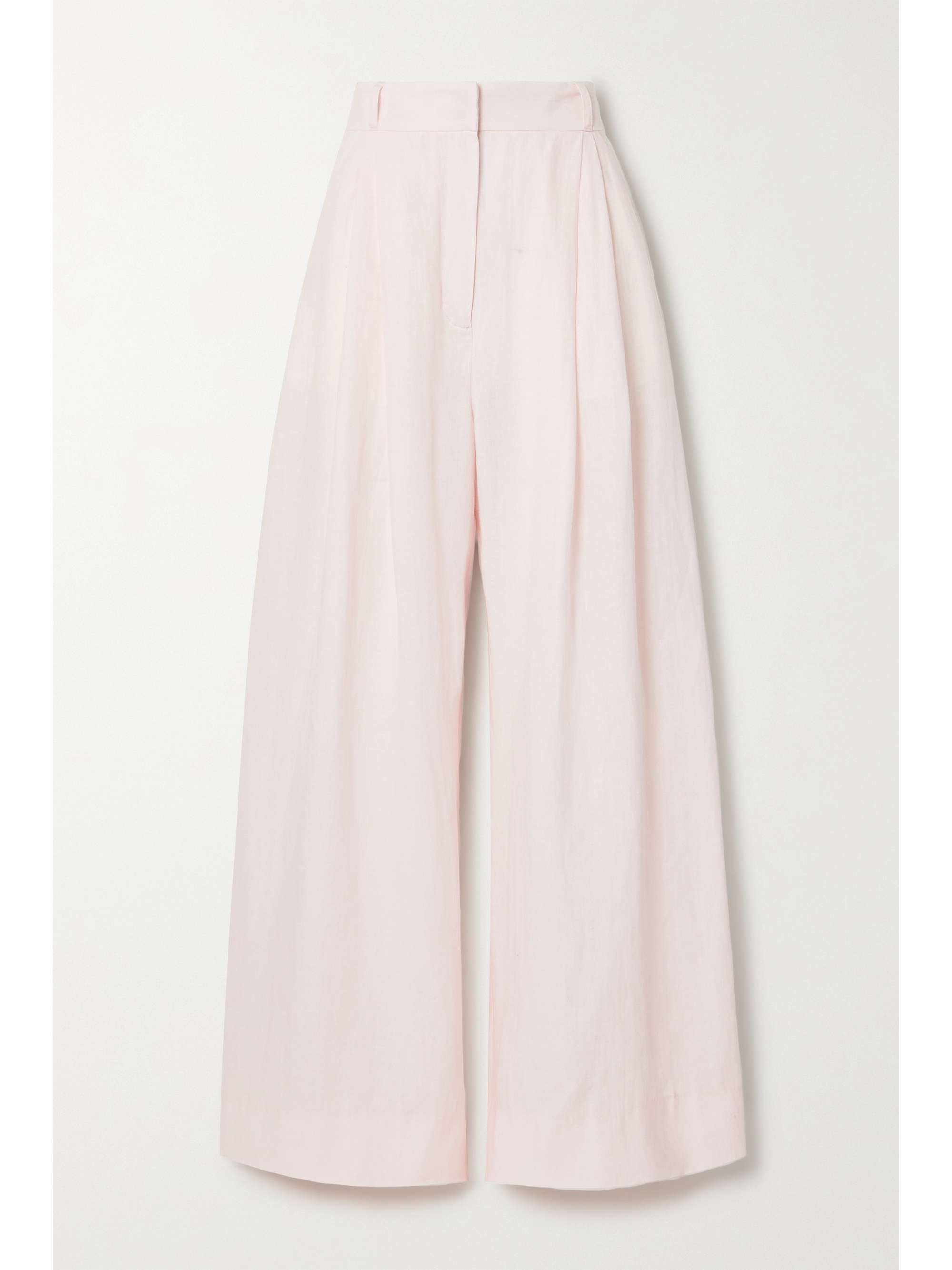 pink Molly pleated linen wide-leg pants 