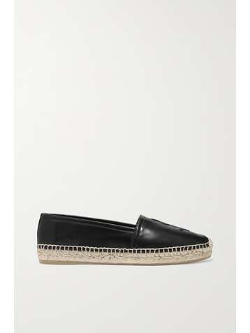 SAINT LAURENT Logo-embossed leather espadrilles