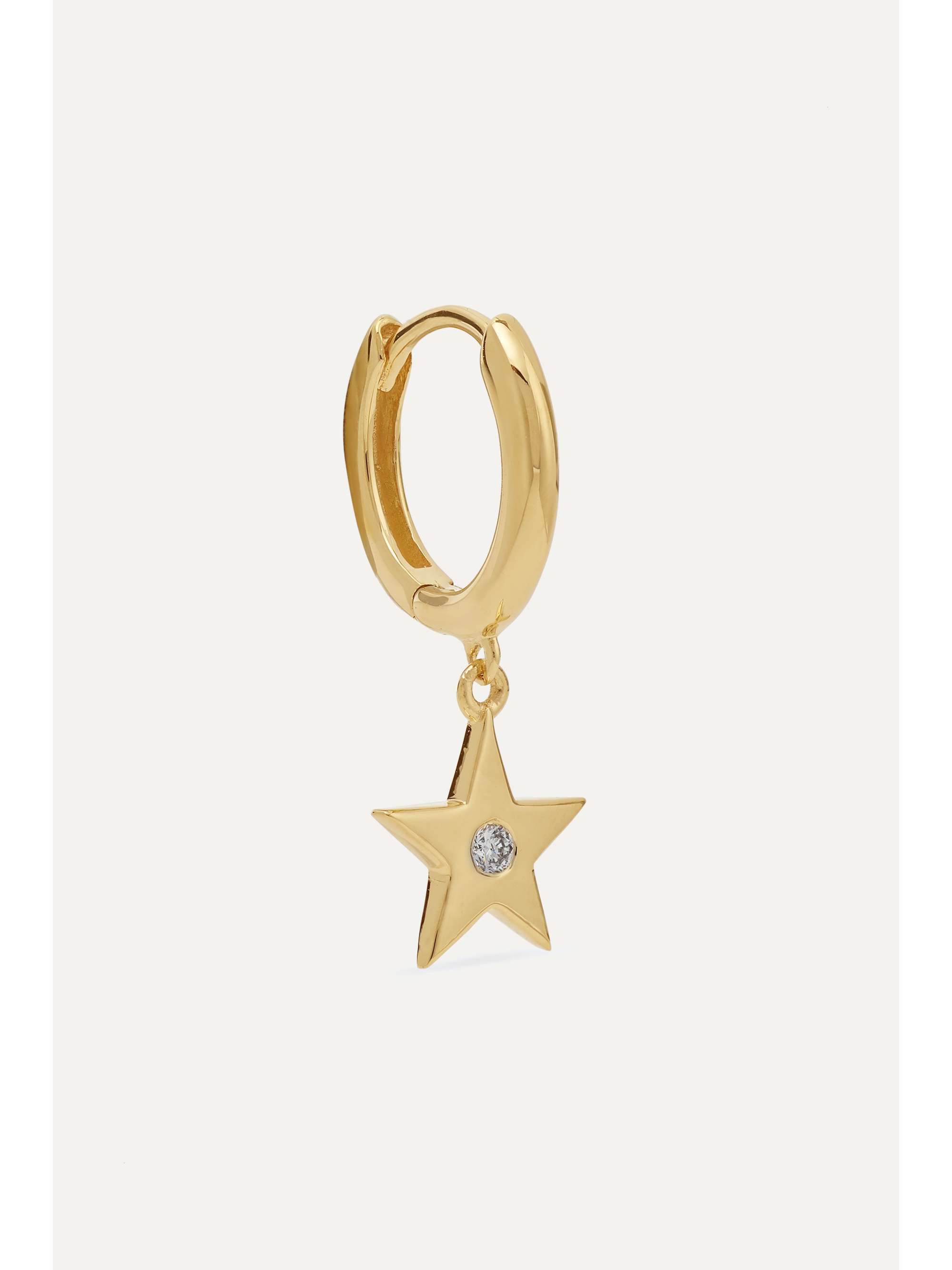 ANDREA FOHRMAN Star 18-karat gold diamond single hoop earring