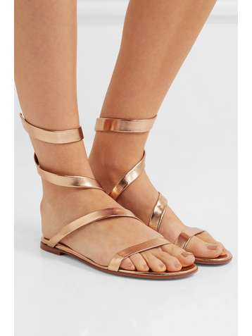 GIANVITO ROSSI Opera metallic leather sandals