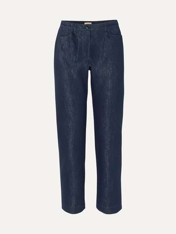 ALAÏA Metallic cropped high-rise straight-leg jeans