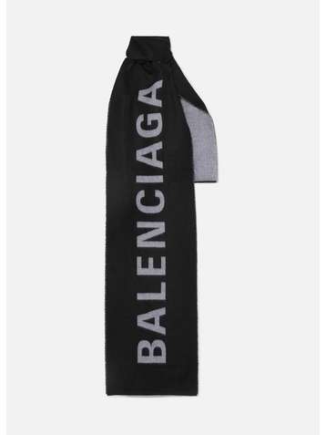 BALENCIAGA Frayed wool-jacquard scarf