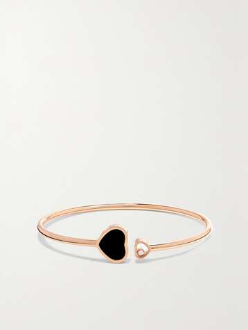 CHOPARD Happy Hearts Armspange aus 18 Karat Roségold mit Diamant und Onyx