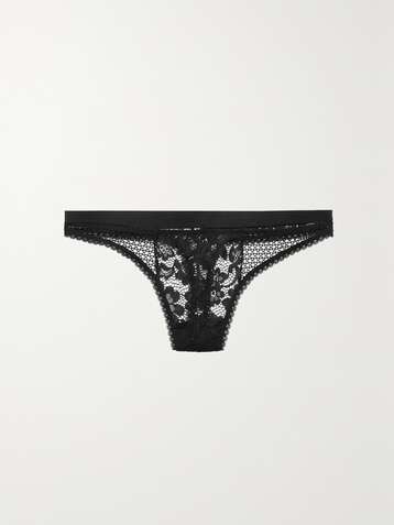 ELSE Petunia String aus Stretch-Mesh und schnurgebundener Spitze