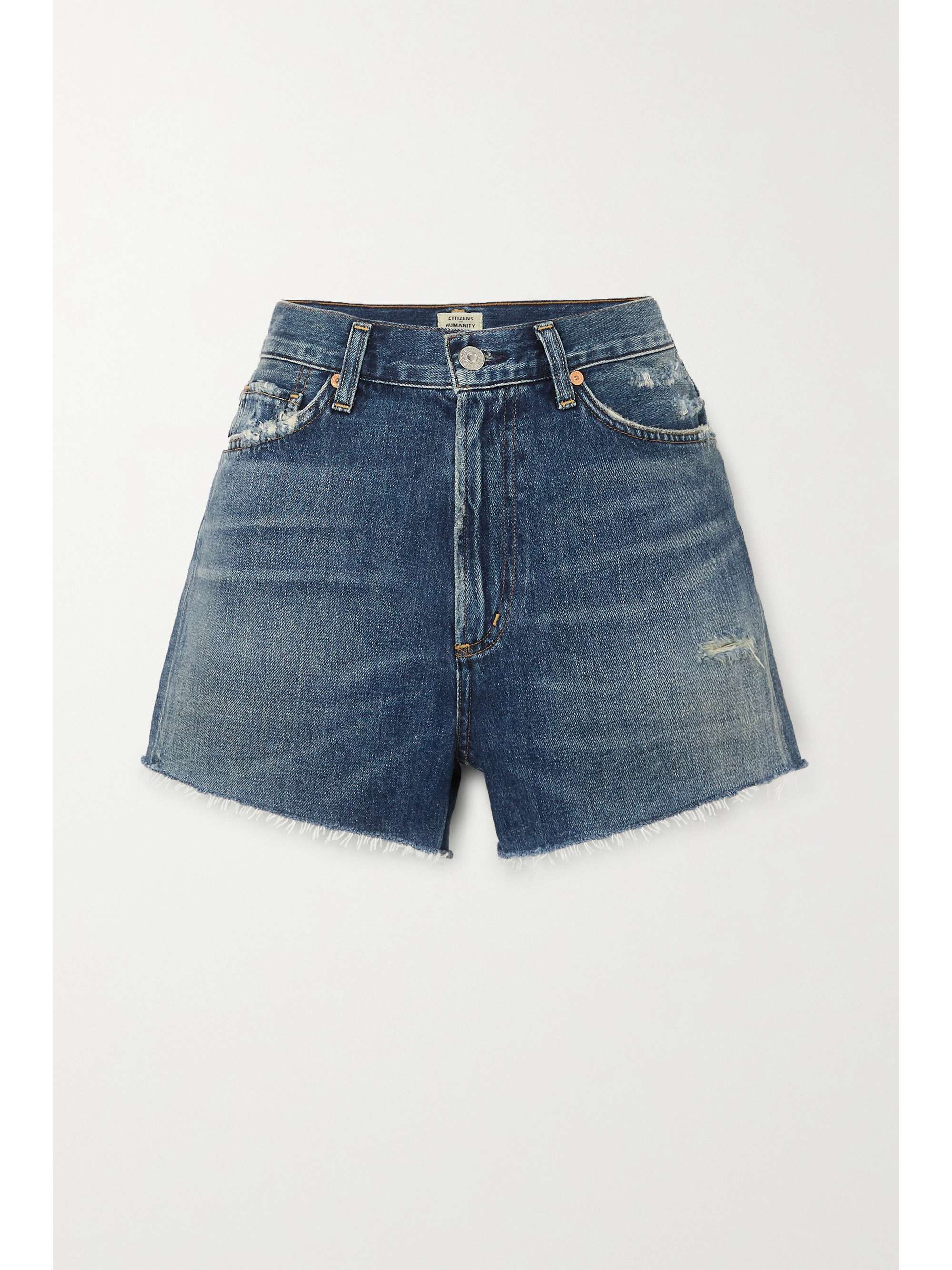 Mid denim Kristen frayed denim shorts 