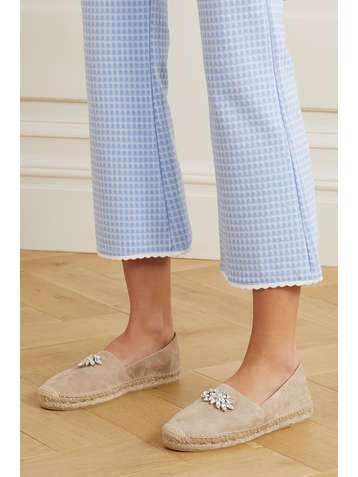 MIU MIU Crystal-embellished suede espadrilles