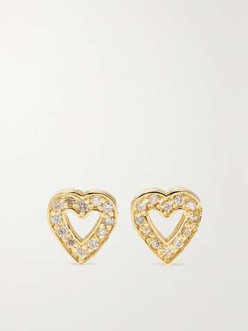 JENNIFER MEYER Mini Open Heart Ohrringe aus 18 Karat Gold mit Diamanten