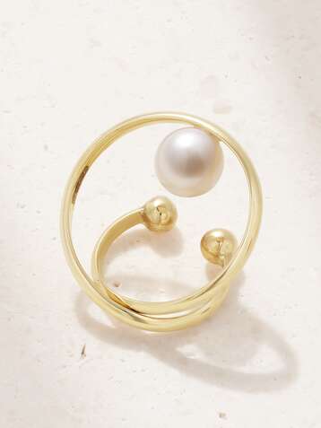 MIZUKI 14-karat gold pearl ear cuff