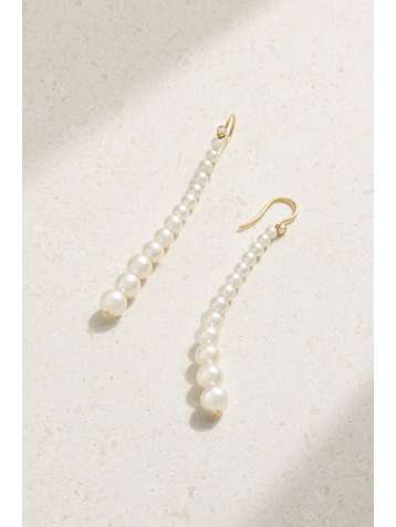 MIZUKI 14-karat gold, pearl and diamond earrings