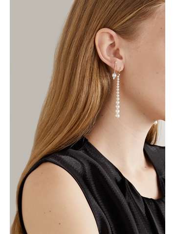 MIZUKI 14-karat gold, pearl and diamond earrings