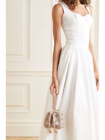 ALAÏA Rose Marie mini studded laser-cut leather bucket bag