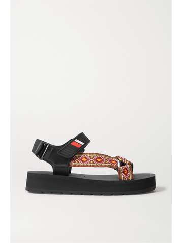PRADA Nomad logo-embossed rubber and leather-trimmed canvas sandals