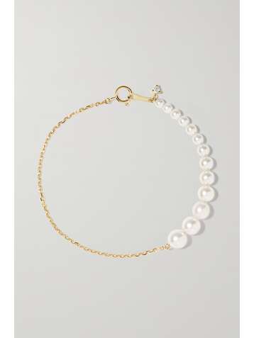 MIZUKI 14-karat gold, pearl and diamond bracelet