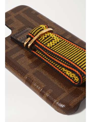 FENDI Canvas-trimmed printed textured-silicone iPhone 11 Pro case
